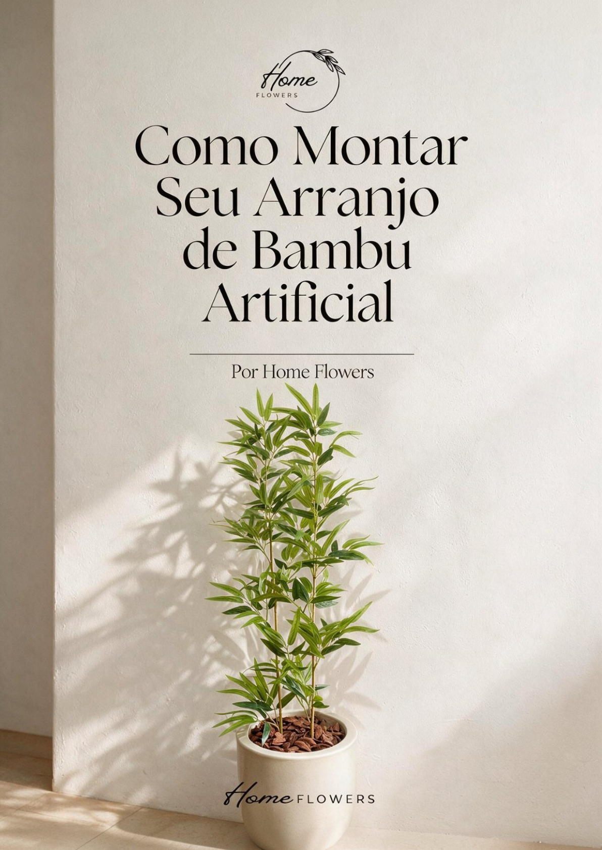 Livro físico em perspectiva com a capa Como Montar Seu Arranjo de Bambu Artificial